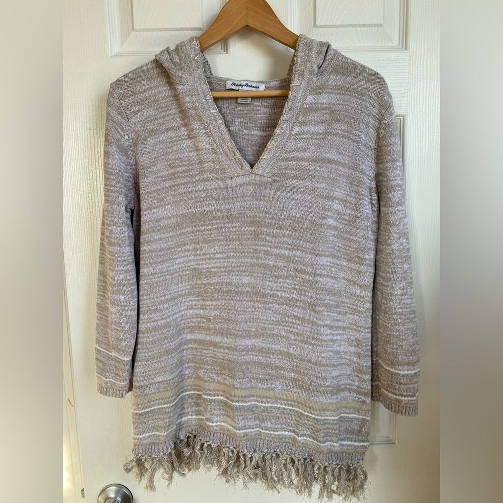Tommy Bahama women’s Anacapa V-Neck hooded linen-blend Sweater size small